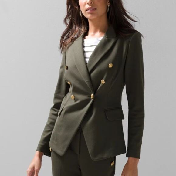 White House Black Market WHBM® Studio Blazer Sergeant/Olive - Picture 2 of 5
